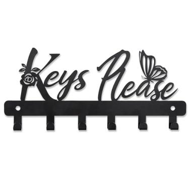 Imagem de Deveosa Suporte de ganchos para decoração de parede - pequeno Blakc bonito porta da frente carro garagem chaveiro sinal de entrada pendurado em casa porta-chaves cabides suporte para suporte de parede