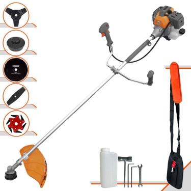 Imagem de Roçadeira RL430P À Gasolina 2T 43cc 1,7HP Completa Com Carretel de Nylon e Lâmina 3 Pontas + EXTRA Lâmina 2 Pontas, Lâmina 6 Pontas e Lâmina 80 Dentes