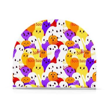 Imagem de Wassud Porta-guardanapos de acrílico de desenho animado boo e abóbora, dispensador de guardanapo de papel moderno em forma de U para mesa, cozinha, sala de jantar, bancada 1 peça (comporta 50-60