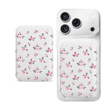 Imagem de Suporte magnético para iPhone, carteira fina de couro PU, capa para cartão, capa traseira para cartão, acessório de telefone fofo