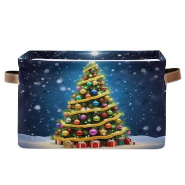 Imagem de Wassud Cesto organizador dobrável de lona dobrável com alças para árvore de Natal mágica para armário, banheiro e decoração de casa, 1 pacote
