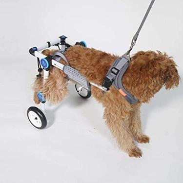 Imagem de PUJPOQRP Cadeira de rodas para cães com deficiência para animais de estimação, perna traseira, suporte de perna traseira, suporte para filhotes/gato, leve, liga de alumínio para auxílio de
