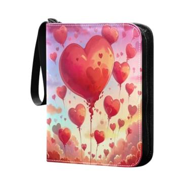 Imagem de Wassud Fichário de 4 bolsos coração vermelho Love comporta 400 cartões padrão, álbum TCG CCG MTG à prova d'água, presentes para colecionadores, meninos e meninas