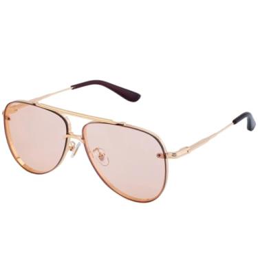 Imagem de Óculos de sol de metal com ponte dupla, moda feminina, popular, retrô, punk, clássico, masculino, para dirigir, UV400 (chá dourado)