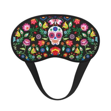 Imagem de Máscara de dormir blackout com estampa de caveira e flores Sugar Horror Máscara para os olhos com luz macia para dormir meditação, viagem, ioga