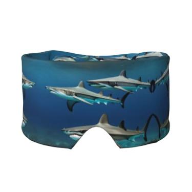 Imagem de Máscara de proteção para olhos e orelhas com estampa de tubarões martelo, respirável, ajustável, blecaute, confortável