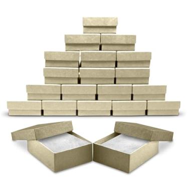 Imagem de Novel Box Pacote com 20 caixas de presente de joias Kraft 7,6 x 5,7 x 2,5 cm com enchimento de algodão | Caixa de joias de papelão | Caixas de presente com tampas feitas nos EUA | Caixas para