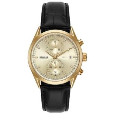 Imagem de Relógio Seculus Cronógrafo 77307GPSVDC2 Vidro Abaulado Couro Dourado-Masculino
