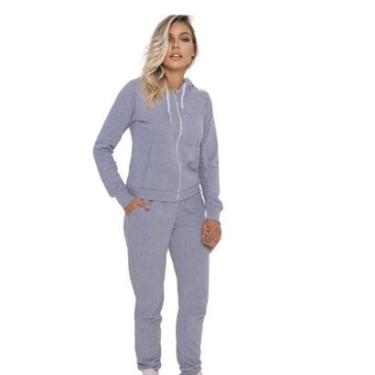 Imagem de Conjunto Moletom Bolso Canguru zíper Blusa Jaqueta Casaco Bobojaco  Calça Moletom-Feminino