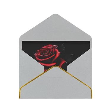 Imagem de SKKNT Cartões de felicitações com impressão vermelha e rosas para todas as ocasiões, convites de festa de aniversário de casamento, 12,7 x 15,2 cm
