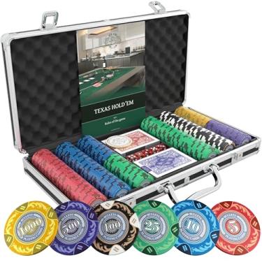 Imagem de Bullets Playing Cards - Conjunto de Poker Deluxe com 300 Fichas de Argila, 2 Baralhos de Cartas, Manual de Regras e Distribuidor