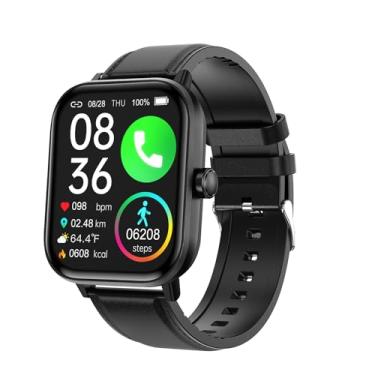 Imagem de EBTOOLS Relógio Inteligente, Tela 1,83 Polegadas, 100+ Modos Esportivos, Rastreamento de Condicionamento Físico, Lembrete de Chamadas e Mensagens, IP67, Rastreamento de Sono (couro preto)