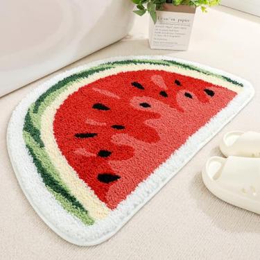 Imagem de Molesun Tapete de banho de melancia, tapete de banheiro antiderrapante macio tapete de microfibra bonito tapete de banho para crianças, tapete felpudo grosso absorvente de água para quarto, cozinha