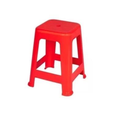 Imagem de Banco Banqueta De Plástico Vermelha Mor Suporta Até 120 Kg, Vermelho