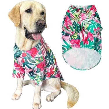 Imagem de Camisa para cães, estampa colorida havaiana de verão, roupa respirável e descolada, estilo praia, camiseta para meninos e meninas (4GG, flor)
