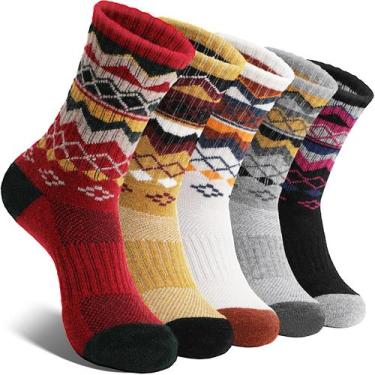 Imagem de 5 Pares de Calcetines de Senderismo para Mujer EBMORE de Lana Merino (