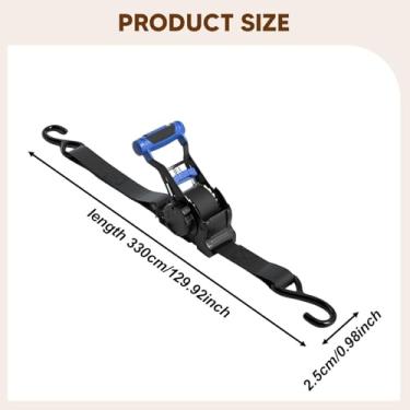Imagem de Bothyi Cinta de catraca retrátil automática com ganchos em S para amarração de caminhões, barcos, reboques, motocicletas e de carga, Azul