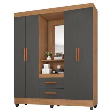 Imagem de Guarda Roupa Casal Capela Lite Nature Cinza - Móveis Leão