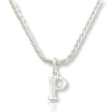 Imagem de Colar Cordão Baiano Prata Maciça 925 C/Pingente Letra (P)