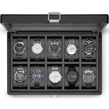 Imagem de Estojo de relógio Vlando de 10 slots para homens com grande tampa de v