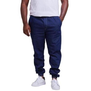 Imagem de Calça Plus Size Jogger Jeans Sarja Colorida Masculina Punho-Masculino