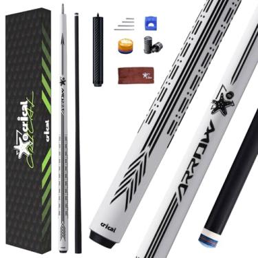 Imagem de CRICAL Taco de sinuca de fibra de carbono - Taça de sinuca profissional de baixa deflexão de 147 cm com eixo cônico profissional, aderência 3D sem envoltório, ponta de 12,5 mm e bastão de bilhar de