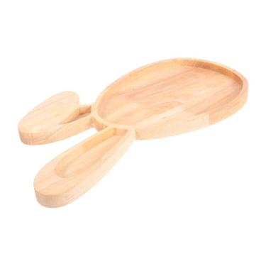 Imagem de Veemoon Bandeja de servir coelhinho de madeira da Páscoa, prato de páscoa de 30 x 15 cm, adorável bandeja de madeira, exibição de queijo, prato de comida para açougueiro, legumes, festas de salada de