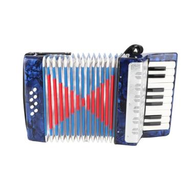 Imagem de Generic Instrumento Musical de Treinamento Portátil de Acordeão Infantil Com 17 Teclas para Crianças, Acordeão ABS de Som Suave para Estudantes, Artistas, Azul Profundo