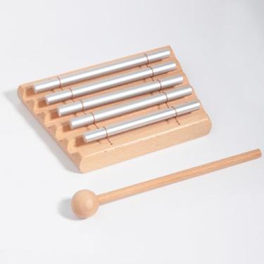 Imagem de Carrilhão de mão de 5 tons com martelo - Instrumento de percussão portátil com martelo para mindfulness, ioga, gerenciamento de sala de aula e treinamento de foco