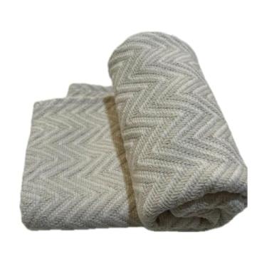 Imagem de Tapete Passadeira Algodão Grosso Lavável Macio e Resistente para Cozinha Corredor e Sala (Zig cru,0,45X1,80)