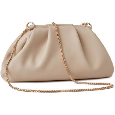 Imagem de Munansli Bolsa clutch feminina, bolsa de ombro de corrente destacável, bolsa transversal de bolinho de massa, bolsa de viagem noturna em nuvem., Damasco