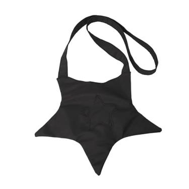 Imagem de Bolsa tiracolo estilosa com estampa de estrelas, bolsa de ombro de lona amarela para passeios, Preto, Medium, Mochila casual