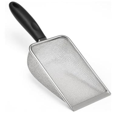 Imagem de Pá Coletora Para Caixa de Areia de Gato, Pazinha Higiênica Para Areia de Gato, Limpeza de Terrários, Gaiolas e Outros Ambientes Pets, Peneira de Aço Inox