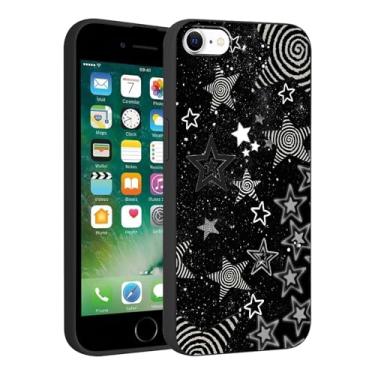 Imagem de Vulfwela Capa de telefone para iPhone 7/8/SE 2020/2022 4,7 polegadas linda estrela preta legal capa de telefone estética moderna Y2K estrelas silicone fosco capa de telefone macia e fina moldura TPU