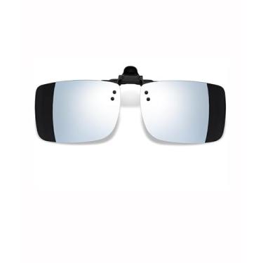 Imagem de Clip on Óculos de sol feminino masculino sem aro Flip Up Sunnies Shades SY6173, Lente espelhada prateada