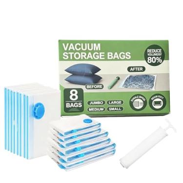 Imagem de LICOZYVE Sacos de armazenamento a vácuo para viagens e casa, bolsas economizadoras de espaço para roupas (com bomba manual, grande, pacote com 8 40 x 60)
