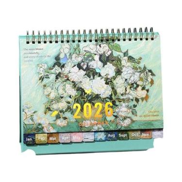 Imagem de Calendário De Mesa Vintage 2026 Com Adesivos Mensais, Planejador Diári