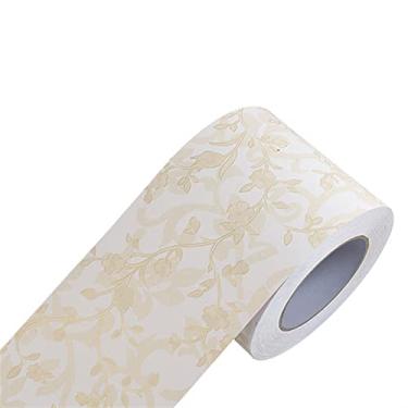 Imagem de Faixa de borda de parede autoadesiva de 5 m, decoração de borda de parede, painéis de parede de PVC destacam e colam borda de teto moldura de porta linha de cintura decoração interior (cor: flor da