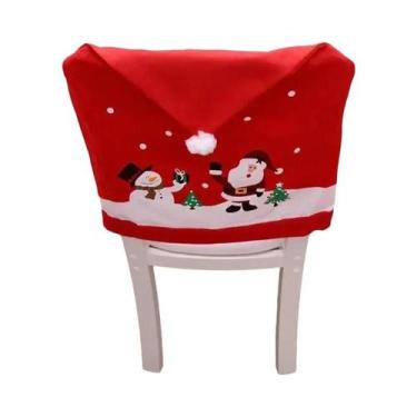 Imagem de Capa De Cadeira De Natal Com Papai Noel, Boneco De Neve E Alce, Decora