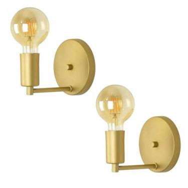Imagem de Kit 2 Luminárias Arandelas Parede Cabeceira Quarto Dourado - Arandela 