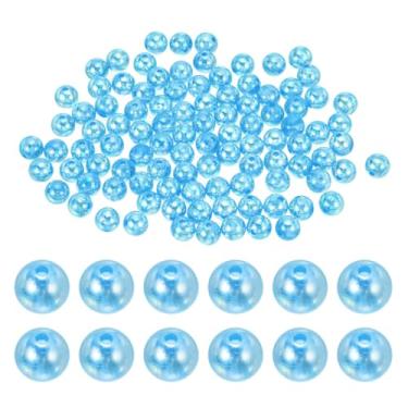 Imagem de Generic Contas redondas de acrílico de 10 mm, 200 peças de contas espaçadoras redondas de cores AB com buracos, contas soltas, para artesanato, brincos, pulseiras, colar, chaveiros, joias, azul claro