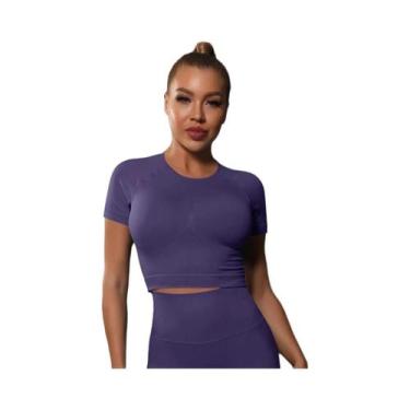 Imagem de Camiseta Esportiva Feminina Sem Costura - Ideal para Ioga, Fitness e T