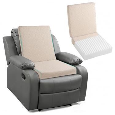 Imagem de Ganondorf Almofada de assento reclinável extra grande com caixa de ovo para idosos, almofada de espuma de reforço peludo, alívio de pressão para assento longo, almofada ortopédica para cadeiras