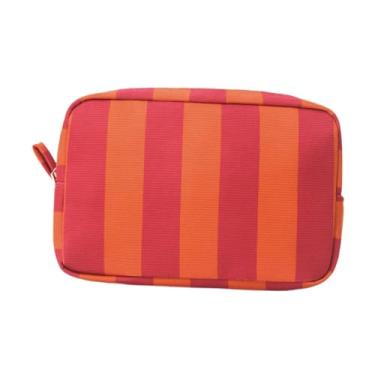 Imagem de ChuYiElegance Nécessaire pequena para maquiagem, ideal para itens de higiene pessoal e acessórios de uso diário, Laranja Vermelha