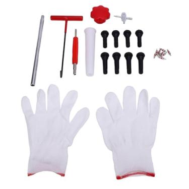 Imagem de Jiawu Conjunto de Ferramentas de Válvula de Pneu de Troca Rápida, Kit de Reparo de Válvula de Metal Durável TR413 TR414 para Proprietários de Carros Domésticos e Técnicos (Alça Vermelha)