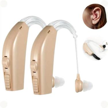 Imagem de 2x Aparelho Auditivo Amplificador Recarregável Alta Potência Para Serv