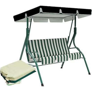 Imagem de Capa De Substituição Para Dossel De Balanço Ao Ar Livre De 2/3 Lugares E Capa De Almofada De Balanço, Cobertura Superior À Prova D'água Para Jardim, Cobertura De Toldo Para Proteção Contra O Sol ~/