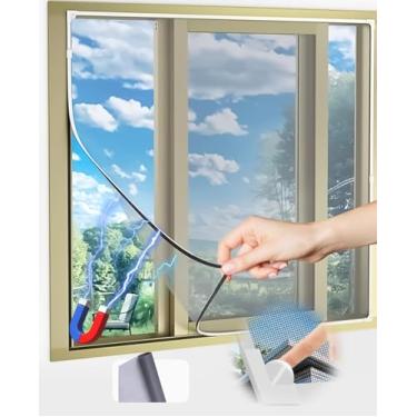 Imagem de UULANFA Tela magnética para janela – sem furadeira, fácil instalação, corte faça você mesmo, para ajustar, tela de malha removível à prova de insetos para apartamentos com janelas de casa
