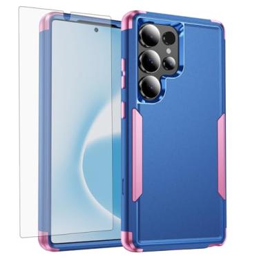 Imagem de Asuwish Capa de celular para Samsung Galaxy S24 Ultra 5G com protetor de tela de vidro temperado e carregamento sem fio suporte rígido Defender de três camadas S24Ultra 24S S 24 24Ultra feminino