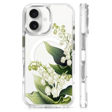 Imagem de Goodsprout Capa para iPhone 17, compatível com MagSafe, o silicone TPU transparente protege a capa de telefone de quedas, escorregões e impressões digitais. Flores verdes do sino de vento